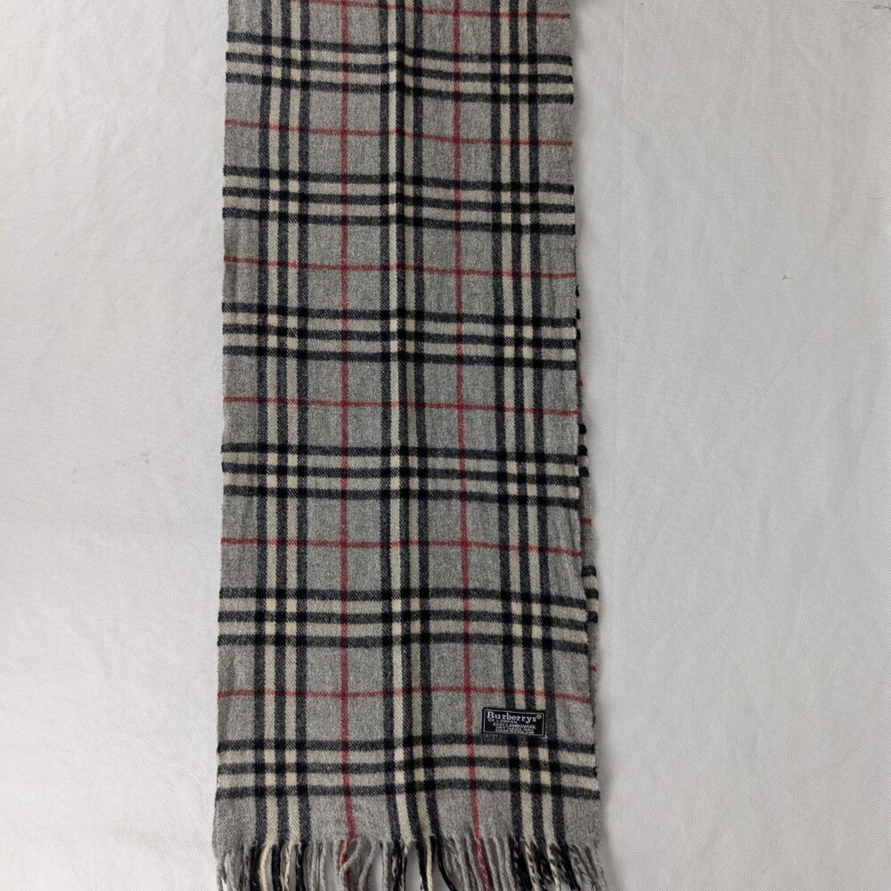 Burberry Lambswool Scarf Gray Unisex | Iconic Check Design | Ready to Ship - Picture 5 of 7
